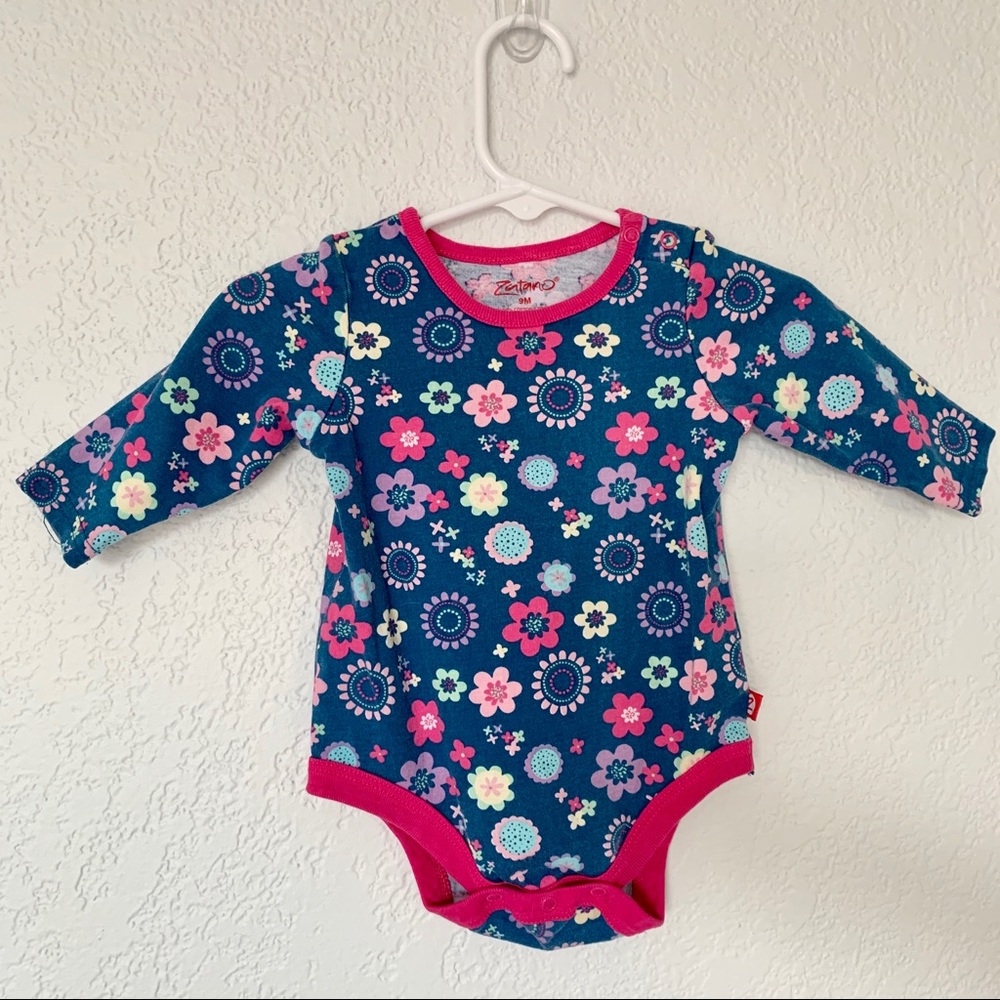 Zutano Long Sleeve Girl Floral Onesie